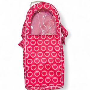 Our Generation 18” Doll Carrier Sleeping Bag Heart Print Pink Backpack